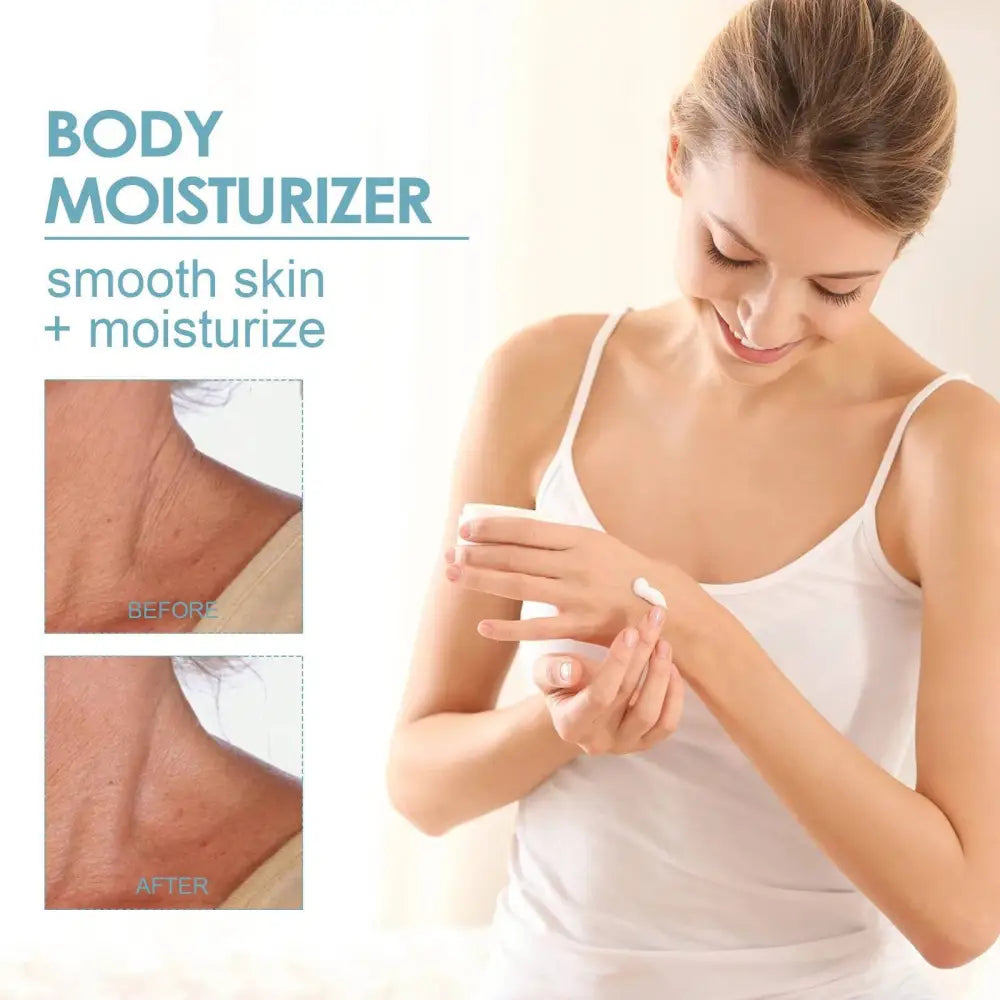 Light blue tube of oceaura body butter anti aging moisturizing cream with white cap and gold label