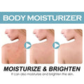 Oceaura body butter aging moisturizing cream in light blue tube shown in before and after skin hydration and brightening results