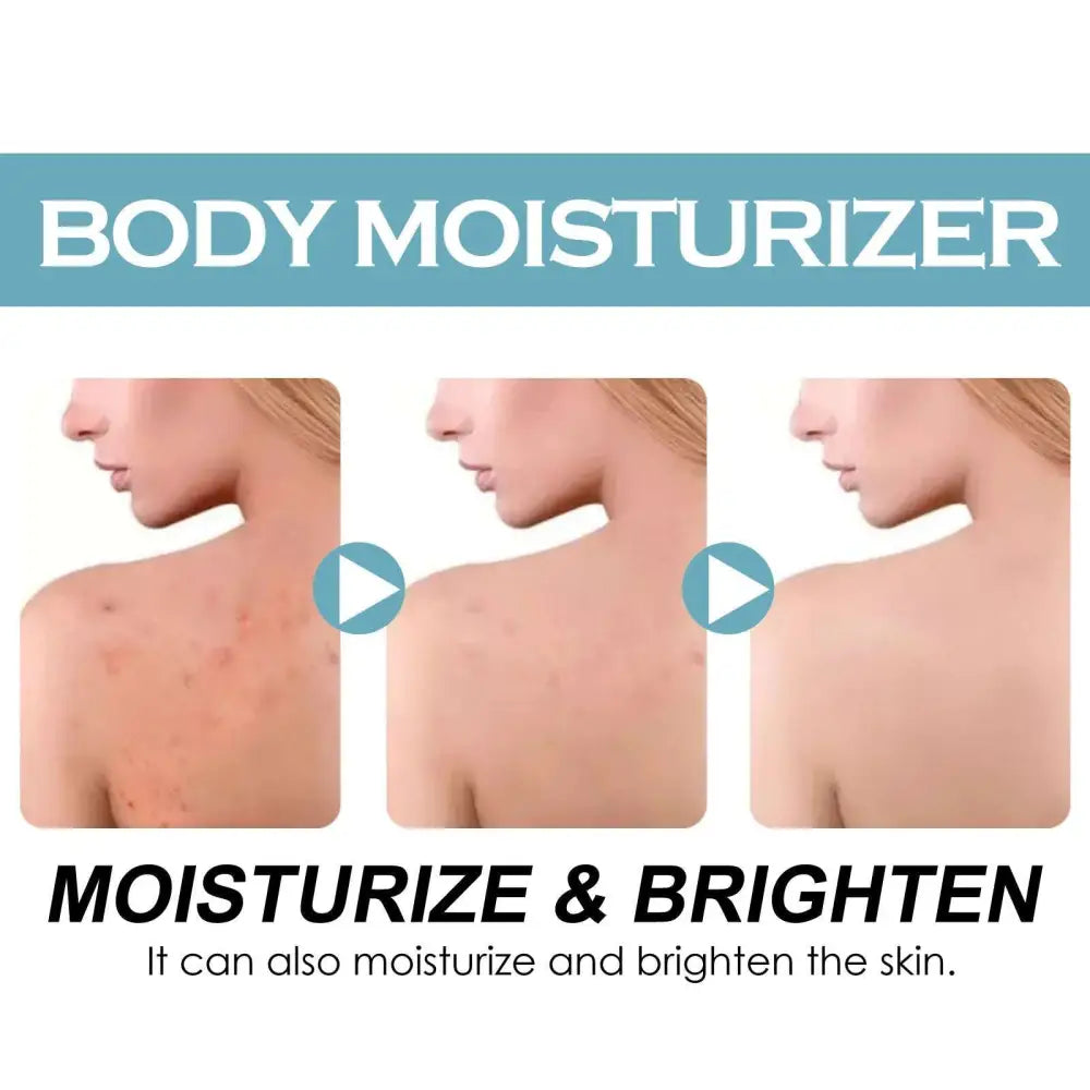 Oceaura body butter aging moisturizing cream in light blue tube shown in before and after skin hydration and brightening results