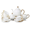 Elegant white bone china coffee cup and saucer afternoon tea set with gold accents and handles porcelain design