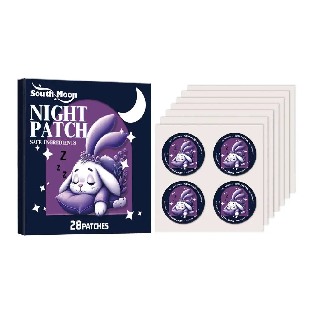 South moon night botanical cartoon sleep patch set with 28 adhesive patches on dark blue packaging for stress relief