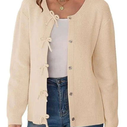 BowKnit Women's Buttoned Cardigan - Royalessencelux