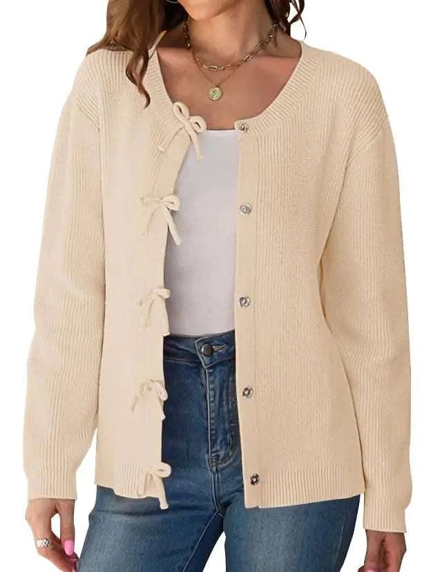 BowKnit Women's Buttoned Cardigan - Royalessencelux