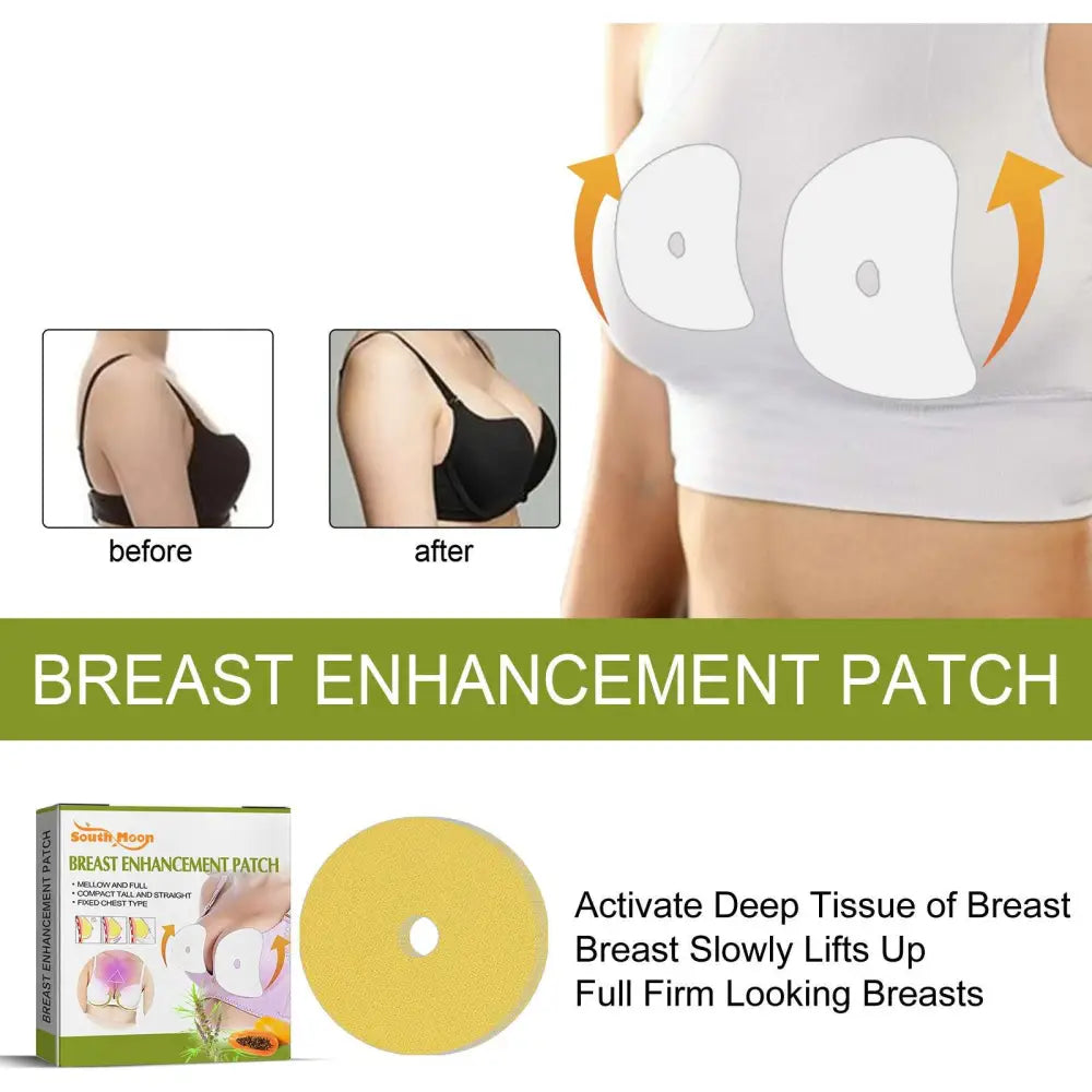Yellow circular breast enhancement patch with central hole and textured surface for firming breast enhancement and skin elasticity
