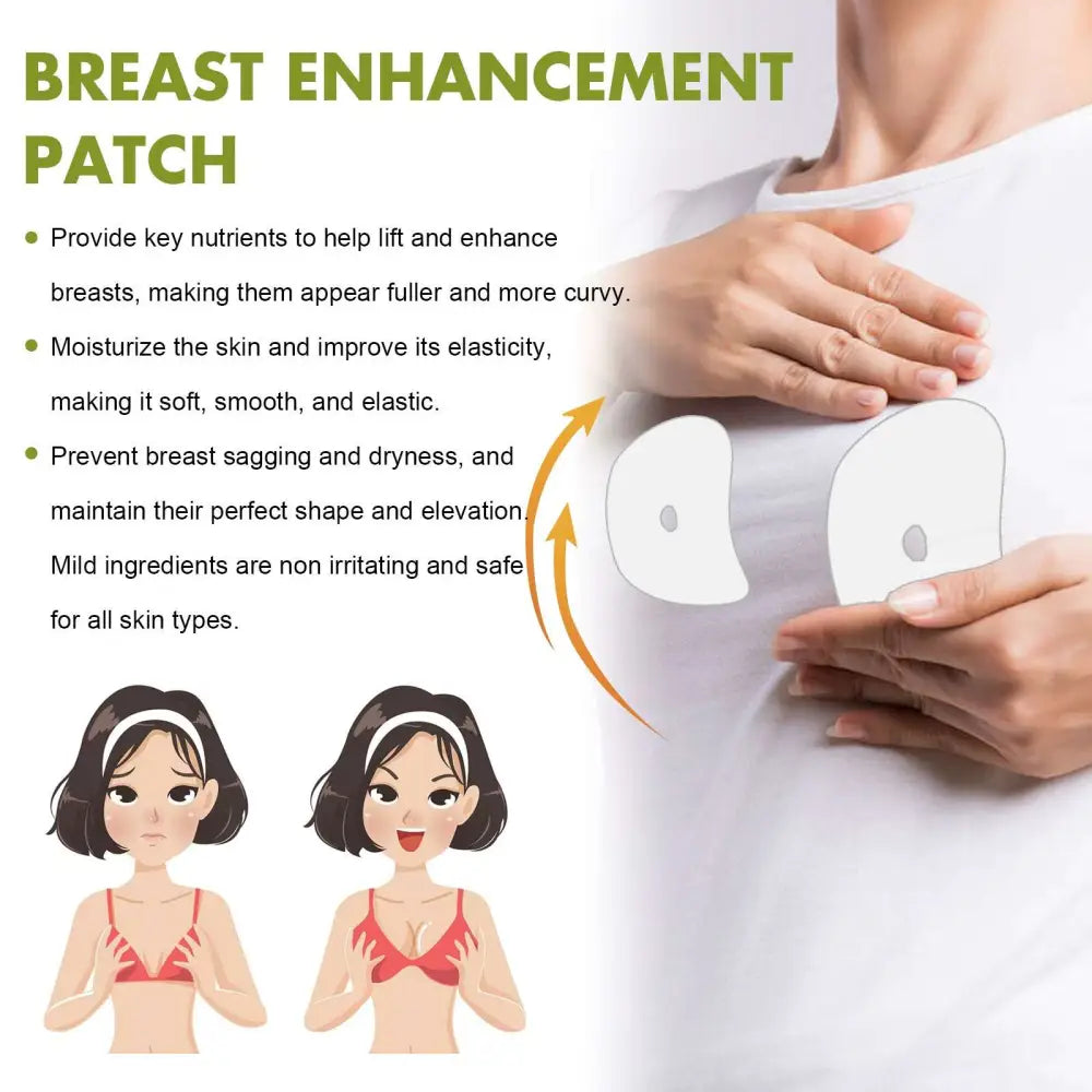 White firming breast enhancement patch with small circular indentation designed to improve skin elasticity