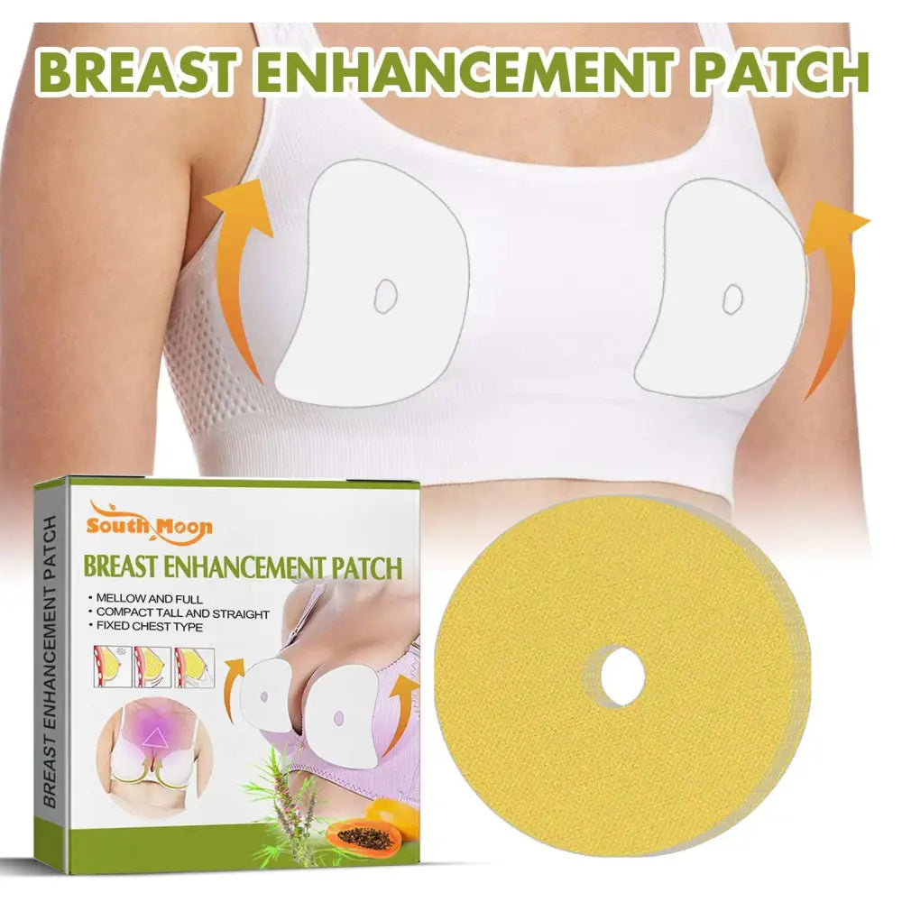 Yellow circular breast enhancement patch with central hole and textured surface for firming breast enhancement and skin elasticity