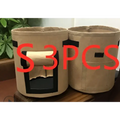 Brown breathable potato tomato vegetable plant growth bags with black reinforced patches and front rectangular cutout