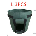 Green breathable potato tomato vegetable plant growth bag made of fabric with black reinforced straps and handle