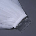 White tulle bridal wedding veil widened tail with sheer tulle fabric and clear plastic hair comb base
