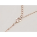 Rose gold-toned lobster clasp attached to a delicate chain of bride rhinestone pearl earrings necklace set