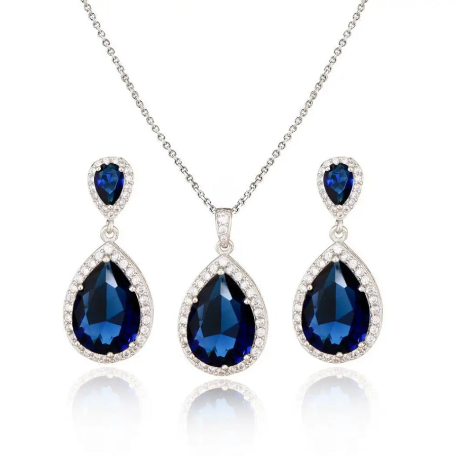 Bright Big Zircon Water Drops Jewelry Set