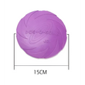 Purple dog training rubber frisbee with textured ridged surface embossed with dog-o-soar jr for bright colorful dog use
