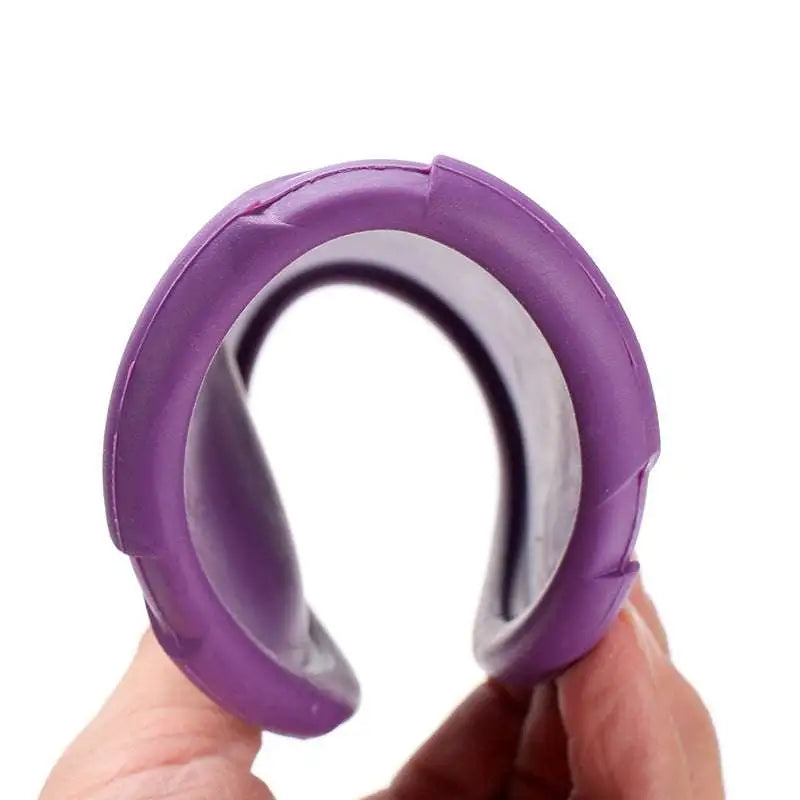 Purple silicone u-shaped grip dog training rubber toy with smooth textured exterior and soft inner lining for pet dog training