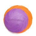 Purple and orange dog-o-soar jr bright colorful dog training rubber toy for effective pet dog training
