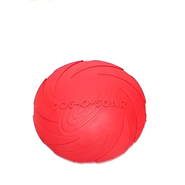 Red textured rubber frisbee dog oscar embossed for bright colorful dog training rubber and pet dog training use