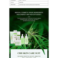 A brightening moisturising skincare set in white and light green minimalist packaging displayed with cannabis leaves