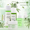 Spring tree cbd brightening moisturising skincare set with green and white botanical bottles ideal as a skincare gift
