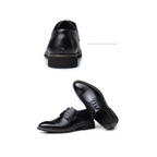 Black leather oxford dress business shoes with polished finish and classic lace-up design for formal occasions