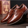 Brown leather oxford dress business shoes with a polished finish and classic lace-up design for formal use