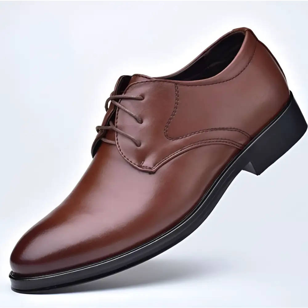 Brown pointed toe leather shoes with black rubber sole luxury women’s fashion brown toe leather shoes