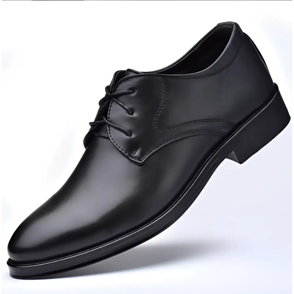 Black leather men’s dress shoe with sleek pointed toe and classic lace-up design for luxury women’s fashion brown pointed toe toe leather shoes with black sole