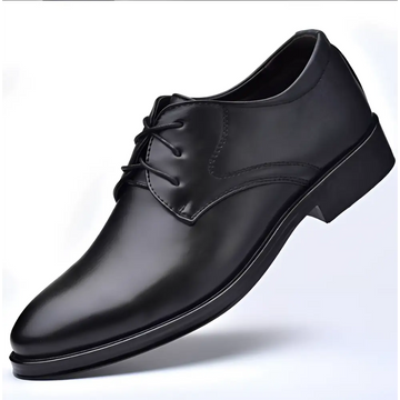 Black leather men’s dress shoe with sleek pointed toe and classic lace-up design for luxury women’s fashion brown pointed toe toe leather shoes with black sole