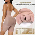 Brown seamless postpartum body shaper bodysuit with smooth stretchy fabric and adjustable straps for body shaping