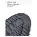 Black rubber outsole with grooves for non-slip traction on brown textured work fashion leather shoes featuring brown leather