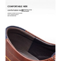Brown textured work fashion leather shoes featuring brown leather with navy blue accents and cushioned breathable lining