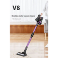 Purple and black brushless large suction foldable handheld vacuum cleaner with v8 motor and modern sleek design