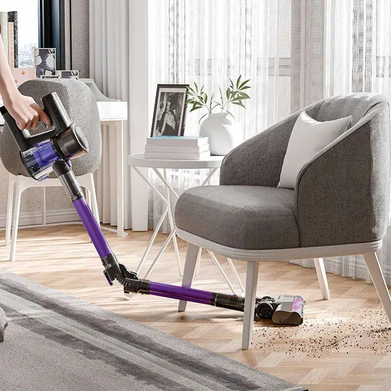 Purple and black foldable handheld vacuum cleaner with brushless large suction and sleek modern design