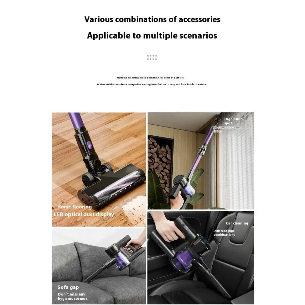 Purple and black brushless large suction foldable handheld vacuum cleaner with wall mount bracket for storage expansion