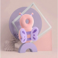 Pastel pink and lavender plush bee bunny ear mesh toddler head protection pad with soft rounded wings and antennae