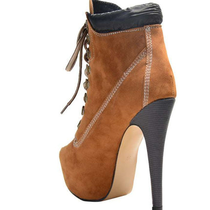 BuonoScarpe New Platform High Heels 15cm Stilettos Fashion Camouflage Ankle Boots Shoes Woman Lace Up Sexy Night Club Boots Chic - Royalessencelux