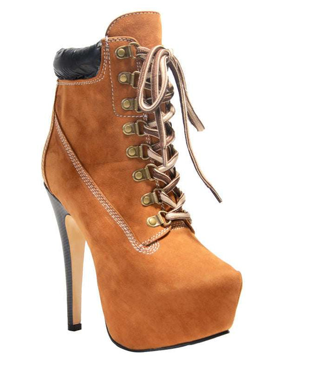 BuonoScarpe New Platform High Heels 15cm Stilettos Fashion Camouflage Ankle Boots Shoes Woman Lace Up Sexy Night Club Boots Chic - Royalessencelux