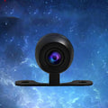 Black spherical butterfly reversing high-definition camera with glossy finish and purple-tinted lens on black bracket