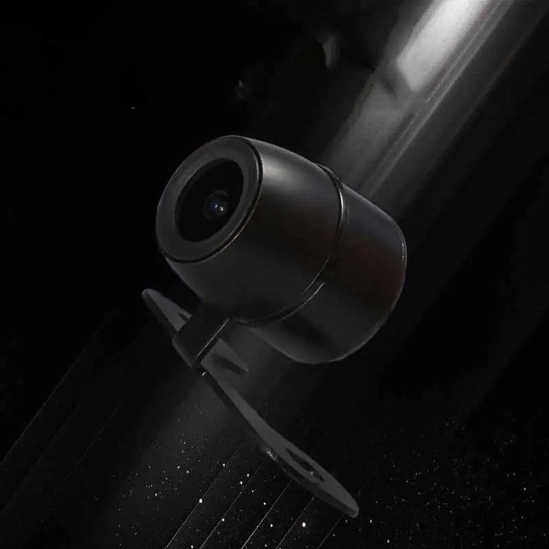 Black cylindrical butterfly reversing high-definition camera with matte finish and integrated mounting bracket for vehicles