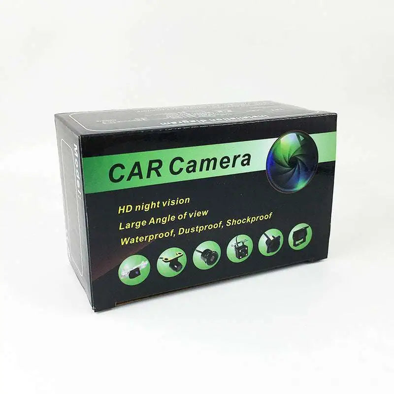 Black rectangular butterfly reversing high-definition camera with green accents featuring hd night vision and waterproof design