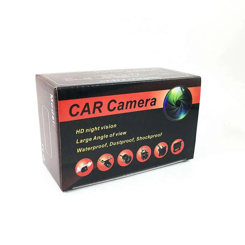 Black rectangular butterfly reversing high-definition camera with red and orange accents labeled car camera in bold white text