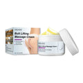 White cylindrical jar of eelhoe buttock lifting massage cream with a matching lid and yellow cream inside for lifting massage