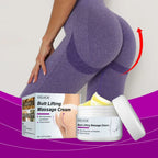 White jar of eelhoe buttock lifting massage cream with yellow cream inside and open lid for buttock lifting massage use
