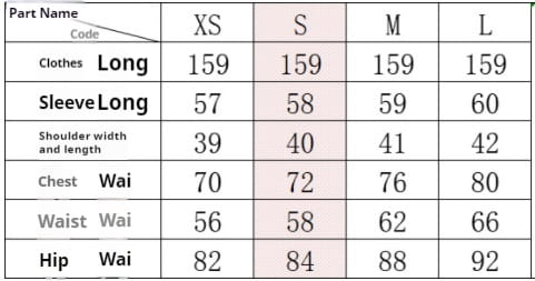 The table displays size measurements including shoulder width and chest waist hip for the long sleeved hollow slit elastic shoulder dress.