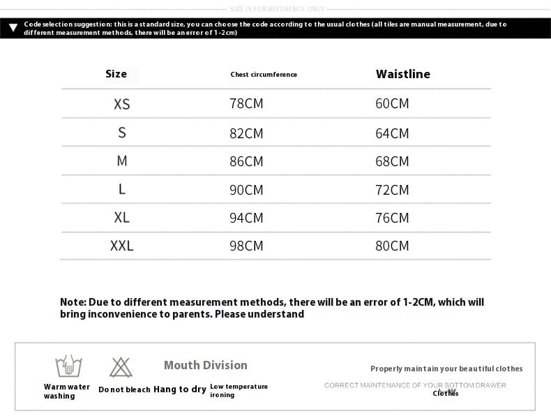 size chart for a bridal deep v-neck long sleeve wedding dress showing chest and waistline measurements in centimeters from size xs to xxl for a standard sleeve wedding dress guide.