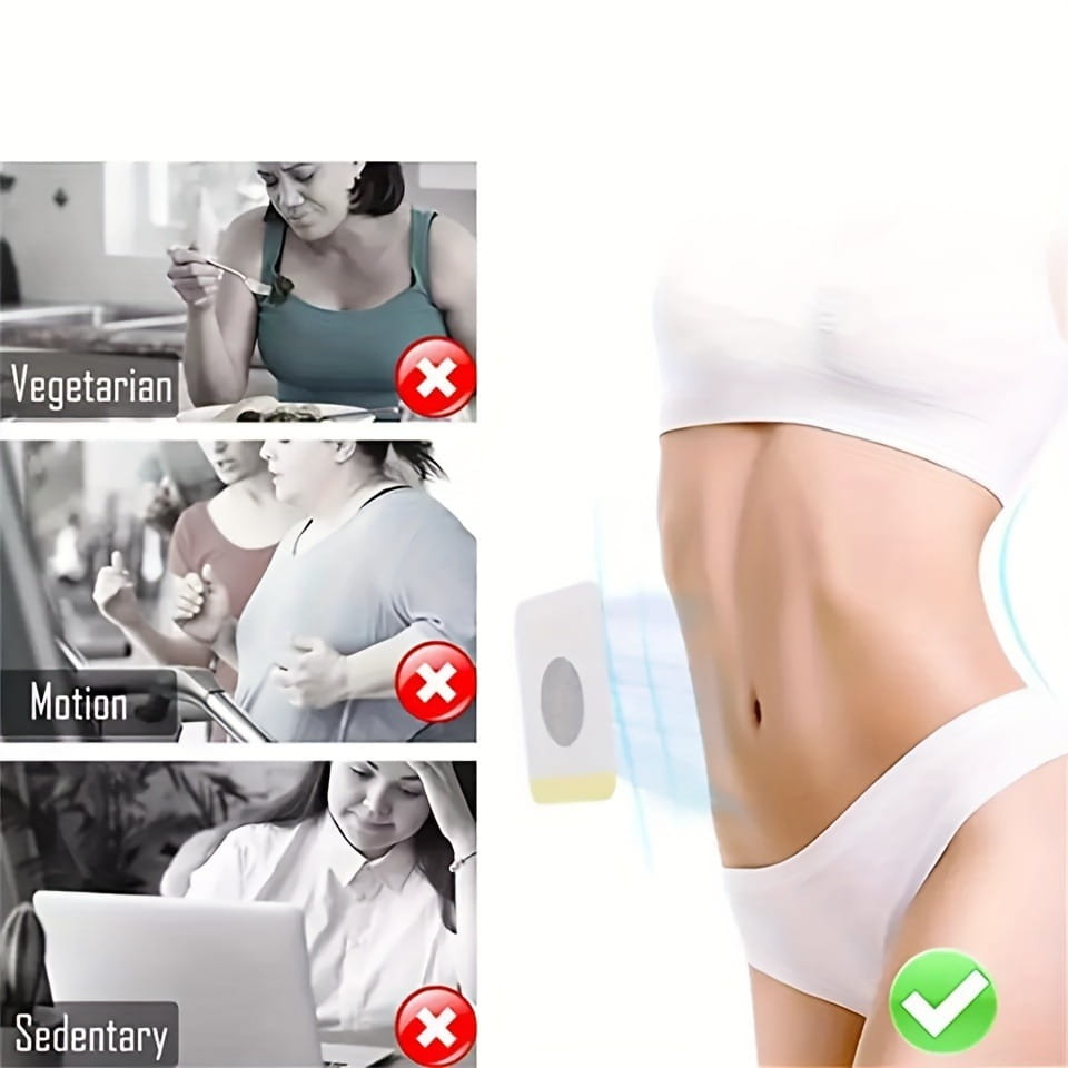 white abdominal muscle activator navel belly button patch with a circular gray center and yellow edge designed for targeted core engagement in magnetic slimming belly button patch.
