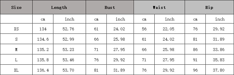 the table displays size measurements in centimeters and inches for the rhinestone velvet pendant collar sling party dress including length bust waist and hip dimensions across sizes xs through xl.
