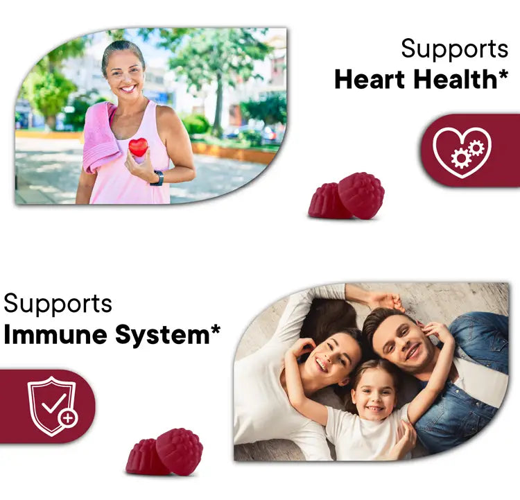 red heart-shaped gummy candies representing vitamin d3 k2 supplementing granules soft candy 60ct for daily health supplementation