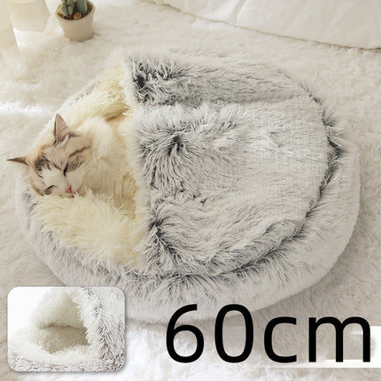2 In 1 Dog And Cat Bed Pet Winter Bed Round Plush Warm Bed House Soft Long Plush Pets Bed Pet Products - Royalessencelux
