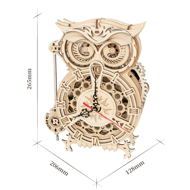 DIY wooden owl clock puzzle kit – view 1