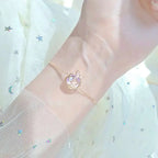 Camellia advanced design silver rose necklace featuring a delicate rose pendant with iridescent center and gold links