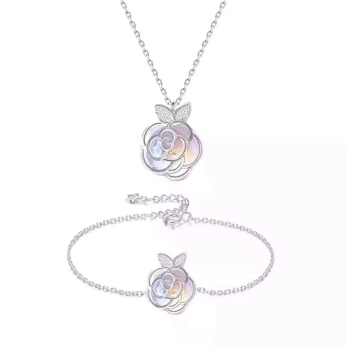 White Gold Color / Necklace + Bracelet